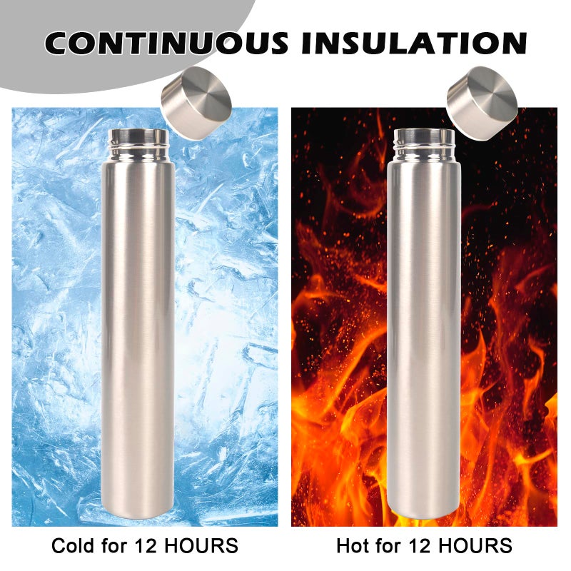 ChezMax Slim Thin Stainless Steel Vacuum Insulated Water Bottle Leak Proof Eco-Friendly Travel Cup Sports Drink Bottle 8.8OZ Silvery - Image 2